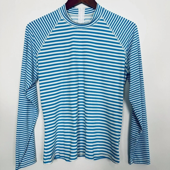 J. Crew Long-sleeve Rash Guard in Classic Stripe Blue Size XXL - Picture 3 of 8